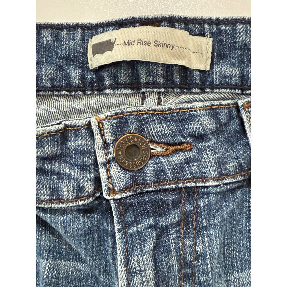 Levi's Womens Mid Rise Skinny Jeans Denim Size 28x32 Stretch Blue 257 - Picture 3 of 12